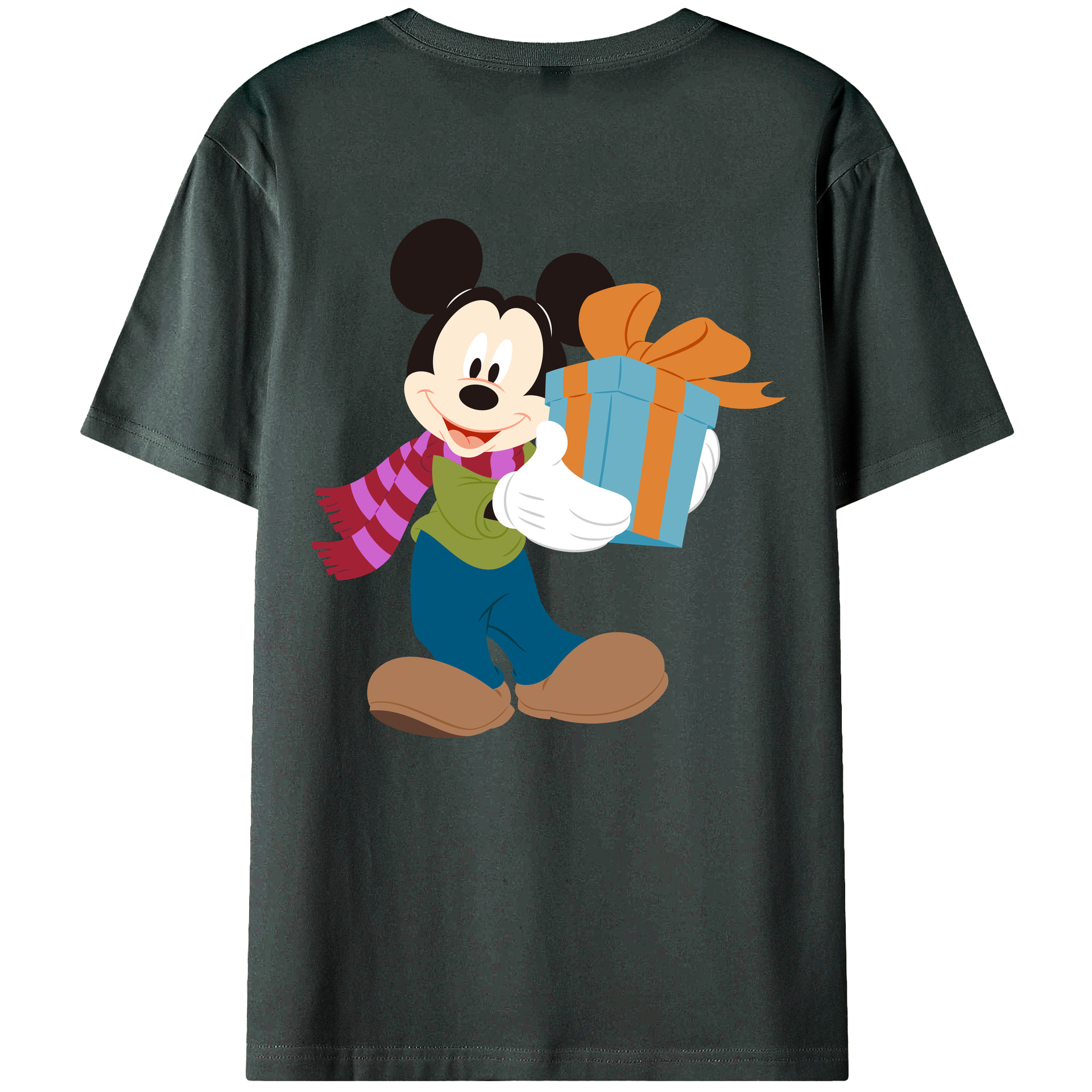 ミッキーマウス Mickey Mouse 綿100％ メンズ半袖Tシャツ（バックプリント） 通気性